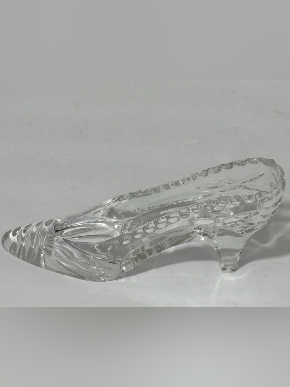 Vintage Crystal Glass Cinderella Slipper Shoe Figurine Wedding Decor 7.5"